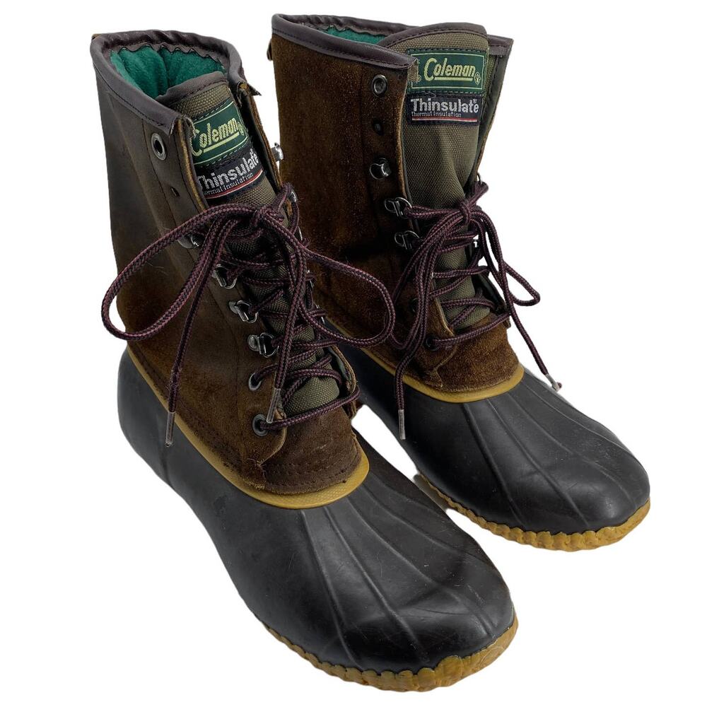 Men's Sz 10 COLEMAN Steel Shank Lace Up Duck Boots Thinsulate K998BR